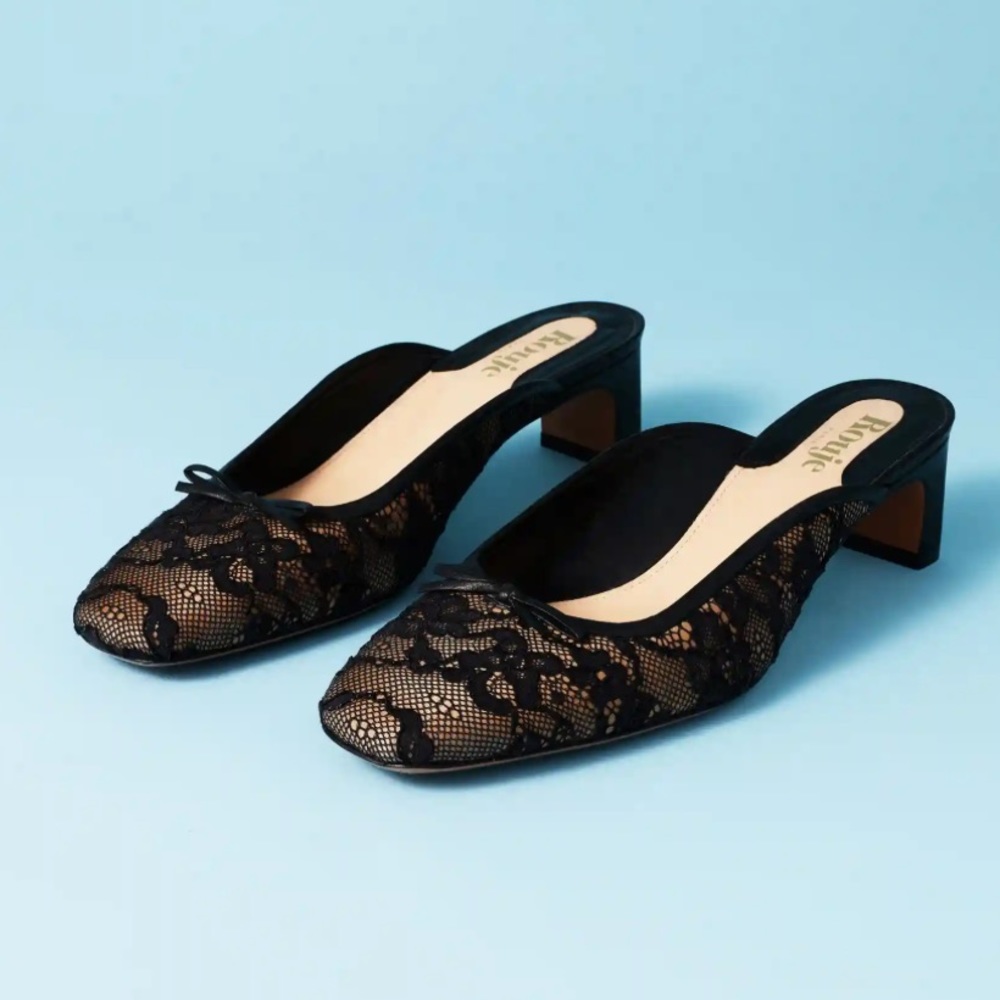 Rouje Mules LAURENCE dentelle noir shoes